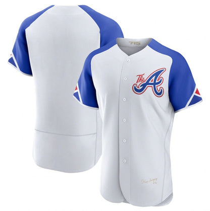 Atlanta Braves Blank White MIKSHPS 2023 City Connect Flex Base Stitched Jersey 1