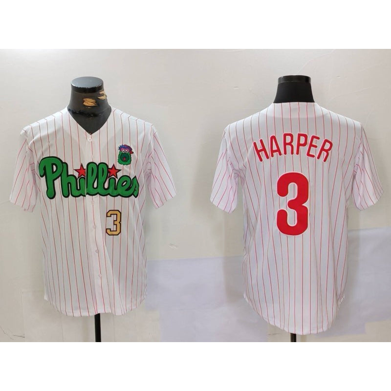 Philadelphia Phillies #3 Bryce Harper White Green MIKSHPS Cool Base Stitched Jerseys
