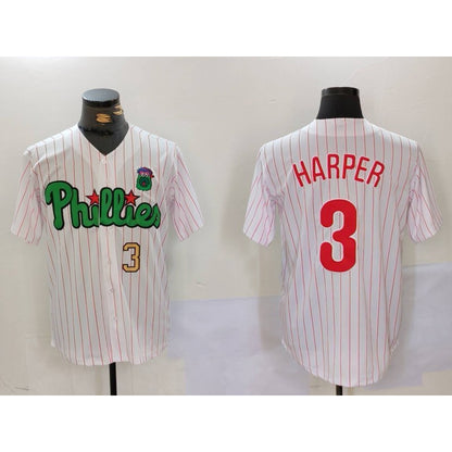 Philadelphia Phillies #3 Bryce Harper White Green MIKSHPS Cool Base Stitched Jerseys
