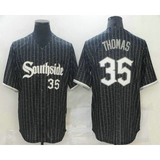 Chicago White Sox #35 Frank Thomas Black MIKSHPS With Small Number 2021 City Connect Stitched Cool Base Jersey