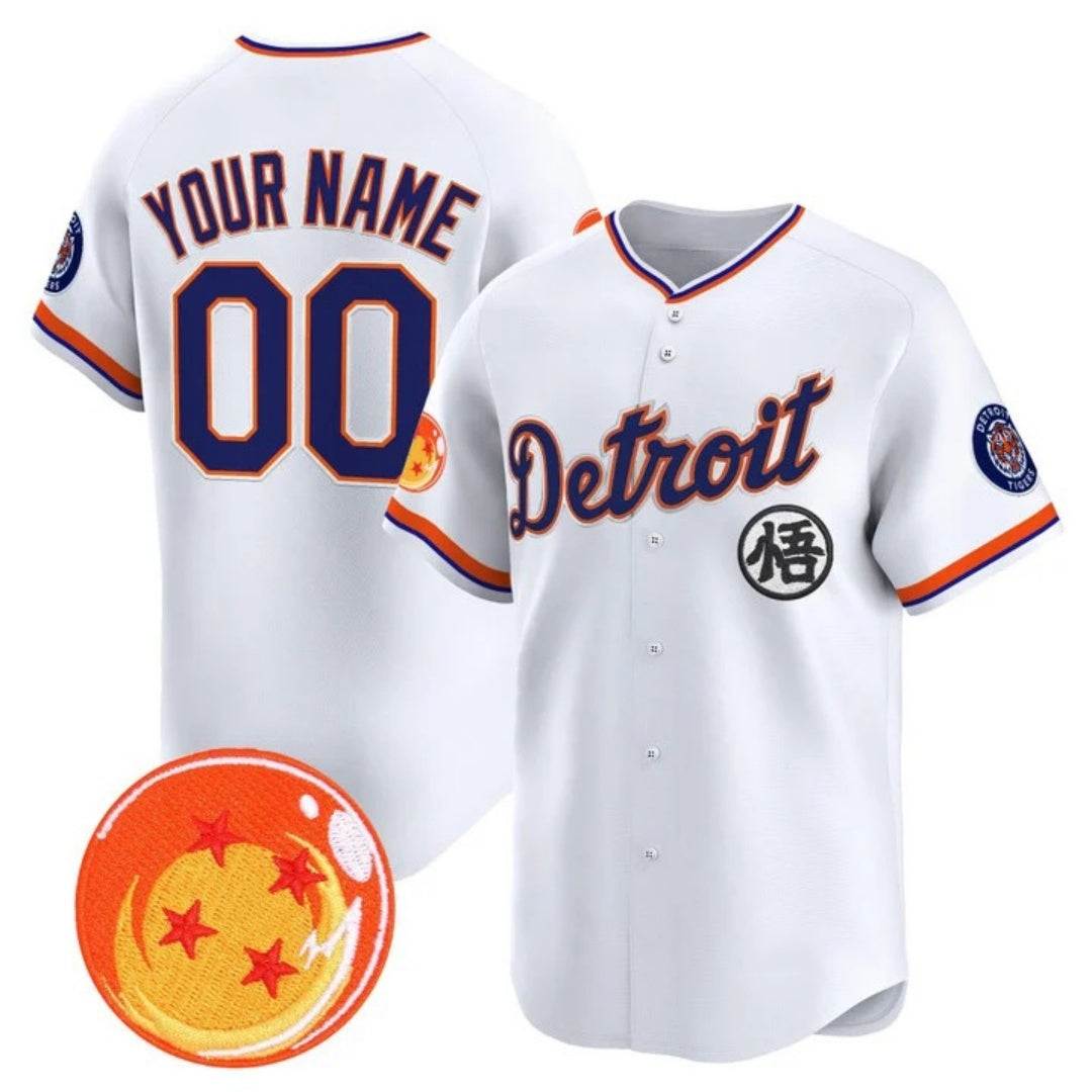 Custom Detroit Tigers x Dragon Ball White MIKSHPS Vapor Premier Limited Jersey - All Stitched
