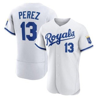 Kansas City Royals #13 Salvador Perez White MIKSHPS Flex Base Stitched Jersey