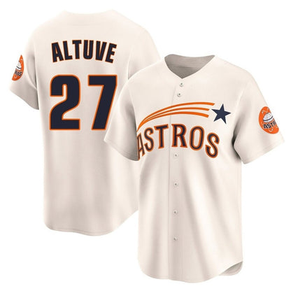 Houston Astros #27 Jose Altuve Player Cream MIKSHPS Throwback Cooperstown Collection Limited Stitched Jerseys
