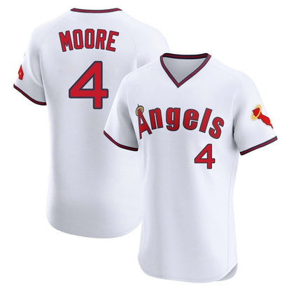 Los Angeles Angels #4 Christian Moore Player White MIKSHPS T-shirt Home Limited Elite Stitched Jerseys