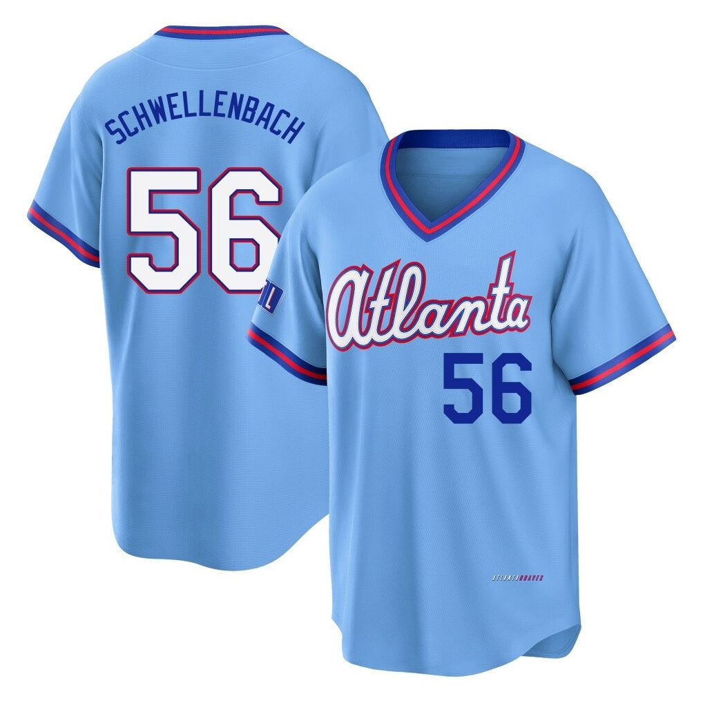 Atlanta Braves #56 Spencer Schwellenbach Player Powder Blue MIKSHPS 2026 City Connect T-shirt Home Game Stitched Jerseys