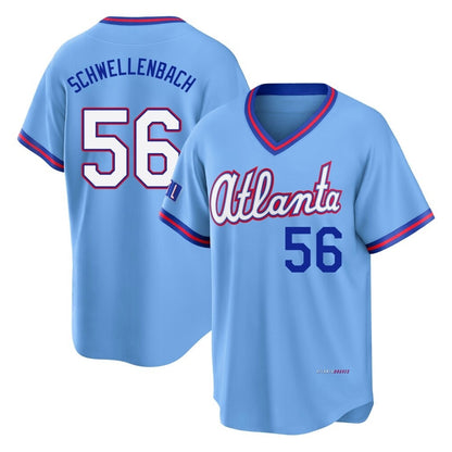 Atlanta Braves #56 Spencer Schwellenbach Player Powder Blue MIKSHPS 2026 City Connect T-shirt Home Game Stitched Jerseys