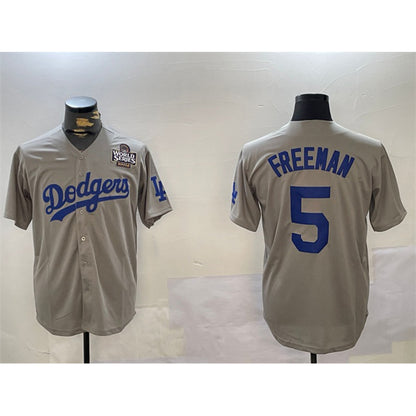 Los Angeles Dodgers #5 Freddie Freeman Grey MIKSHPS 2024 World Series Cool Base Stitched Jersey