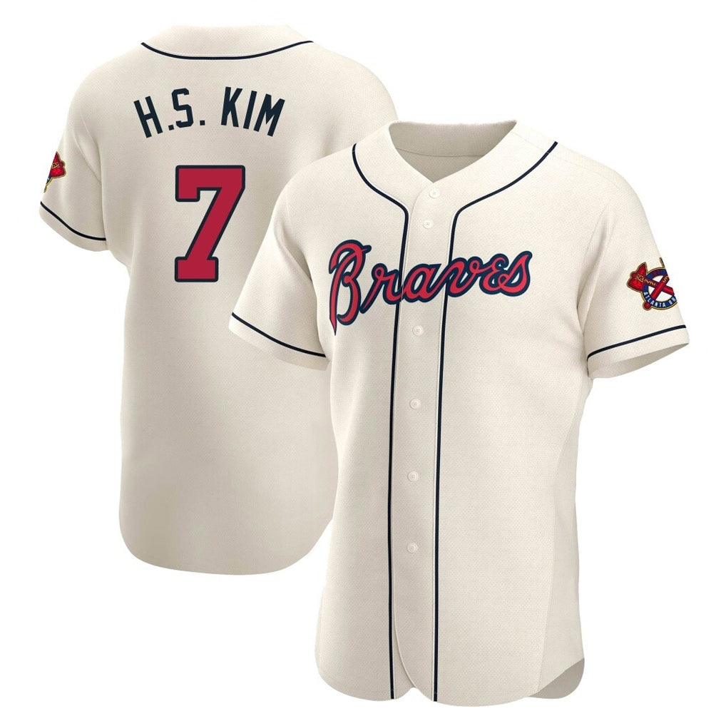 Atlanta Braves #7 Ha-Seong Kim Player Cream MIKSHPS Limited Elite Home Game Stitched Jerseys