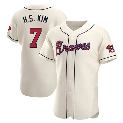 Atlanta Braves #7 Ha-Seong Kim Player Cream MIKSHPS Limited Elite Home Game Stitched Jerseys