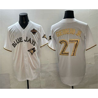 Toronto Blue Jays #27 Vladimir Guerrero Jr White Gold MIKSHPS 2025 American League Champions Limited Stitched Jersey