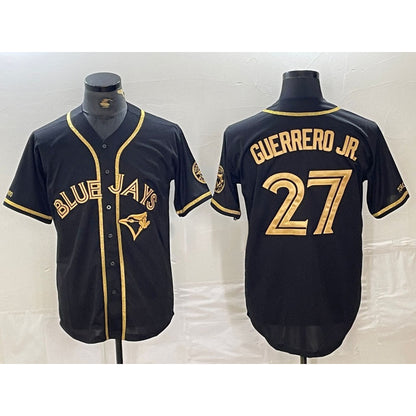 Toronto Blue Jays #27 Vladimir Guerrero Jr Black Gold MIKSHPS Cool Base Stitched Jersey