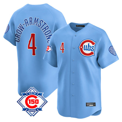 Chicago Cubs #4 Pete Crow-Armstrong Player Light Blue MIKSHPS 150th Anniversary Limited Home Stitched Jerseys