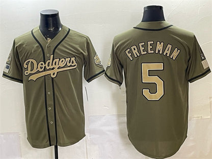 Los Angeles Dodgers #5 Freddie Freeman Olive MIKSHPS 2026 Armed Forces Day Stitched Jersey