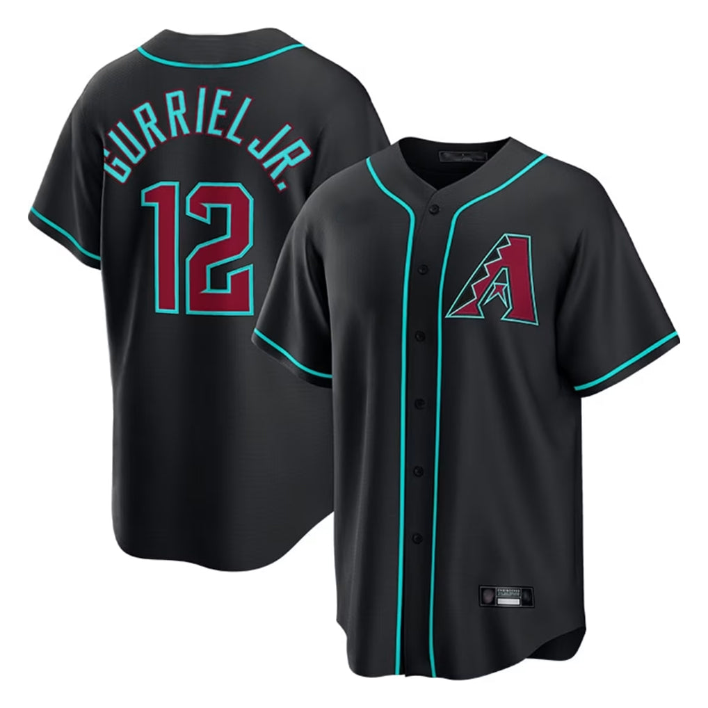 Arizona Diamondbacks #12 Lourdes Gurriel Jr Player Black MIKSHPS Fashion Out Home Game Stitched Jerseys