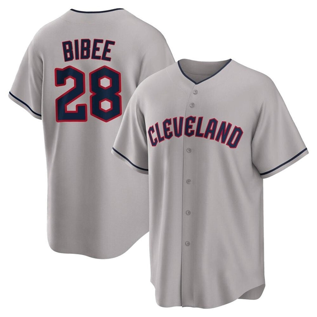 Cleveland Guardians #28 Tanner Bibee Player Gray MIKSHPS Game Home Stitched Jerseys