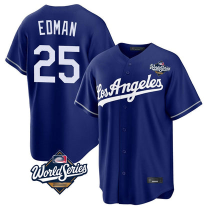 Los Angeles Dodgers #25 Tommy Edman Player Royal MIKSHPS World Series Game Stitched Jerseys