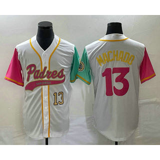 San Diego Padres #13 Manny Machado Number White MIKSHPS NEW 2023 City Connect Cool Base Stitched Jersey