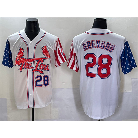 St. Louis Cardinals #28 Nolan Arenado White MIKSHPS Independence Day Vapor Premier Limited Stitched Jersey