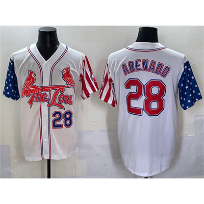 St. Louis Cardinals #28 Nolan Arenado White MIKSHPS Independence Day Vapor Premier Limited Stitched Jersey