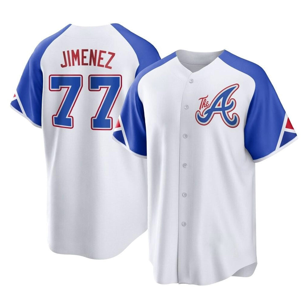 Atlanta Braves #77 Joe Jimenez Player White MIKSHPS City Connect Home Game Stitched Jerseys