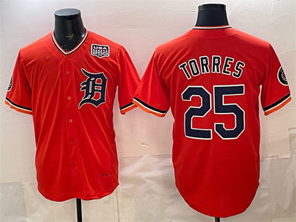 Detroit Tigers #25 Gleyber Torres Orange MIKSHPS 2026 Alternate USA 250' Patch Vapor Premier Limited Stitched Jersey