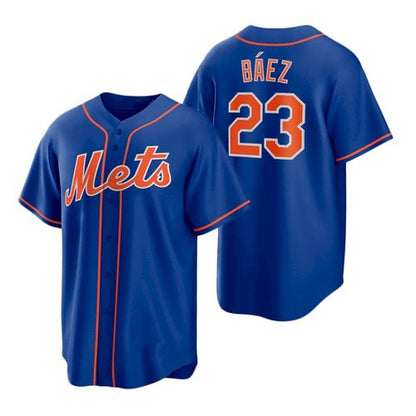 New York Mets #23 Javier Baez Royal MIKSHPS Replica Alternate Jersey