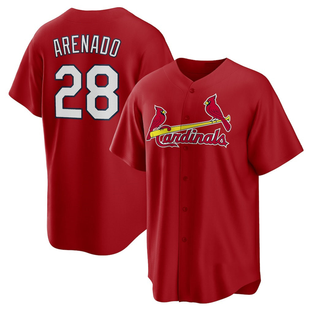 St. Louis Cardinals #28 Nolan Arenado Red MIKSHPS Alternate Official Replica Player Jersey