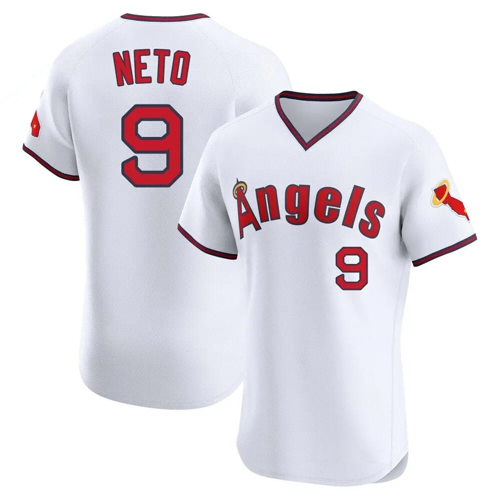 Los Angeles Angels #9 Zach Neto Player White MIKSHPS T-shirt Home Limited Elite Stitched Jerseys
