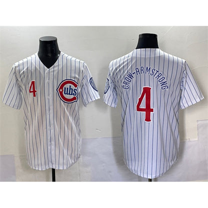 Chicago Cubs #4 Pete Crow-Armstrong White MIKSHPS Pinstripe 2nd Alternate Limited Stitched Jersey