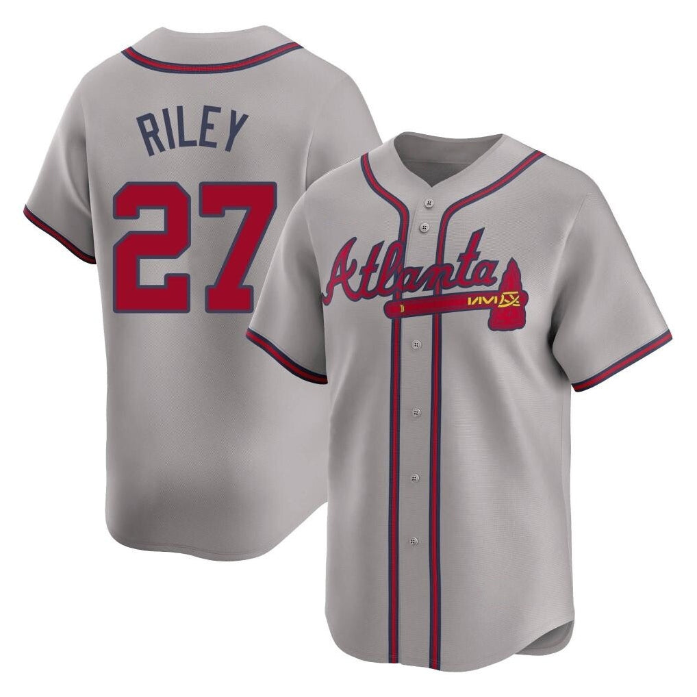 Atlanta Braves #27 Austin Riley Player Gray MIKSHPS Limited Home Game Stitched Jerseys