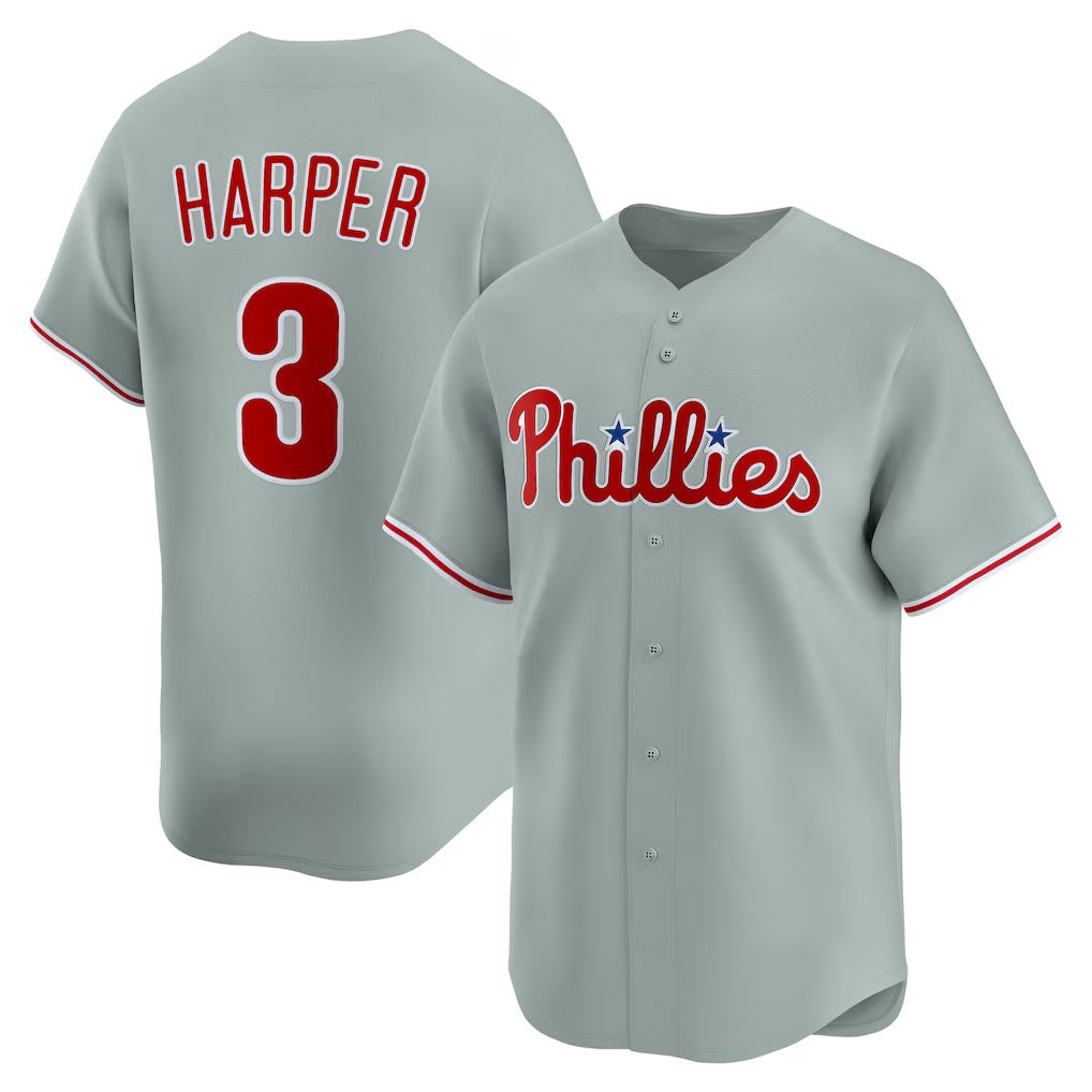 Philadelphia Phillies #3 Bryce Harper Gray MIKSHPS Road Limited Player Jersey