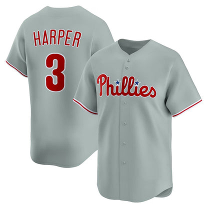 Philadelphia Phillies #3 Bryce Harper Gray MIKSHPS Road Limited Player Jersey