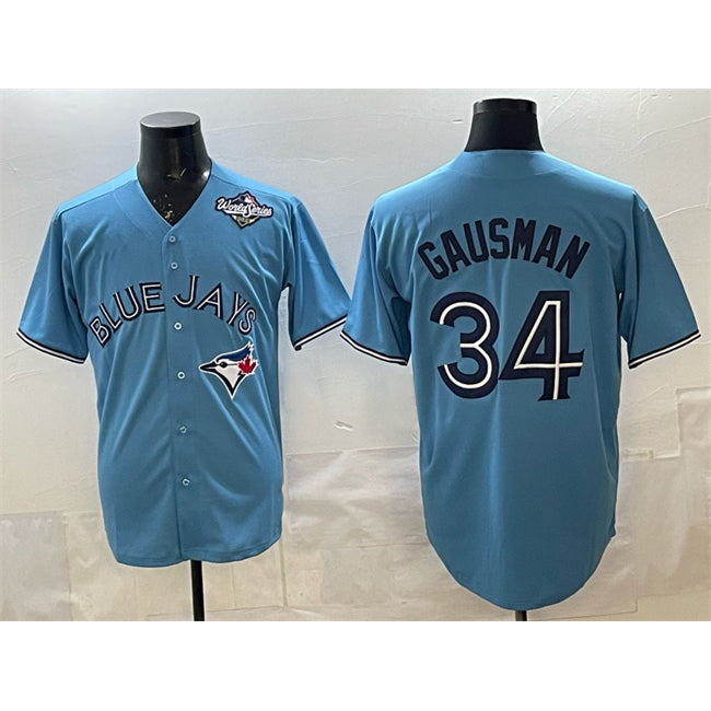 Toronto Blue Jays #34 Kevin Gausman Blue MIKSHPS 2025 World Series Cool Base Stitched Jersey