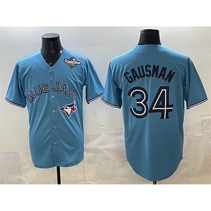 Toronto Blue Jays #34 Kevin Gausman Blue MIKSHPS 2025 World Series Cool Base Stitched Jersey