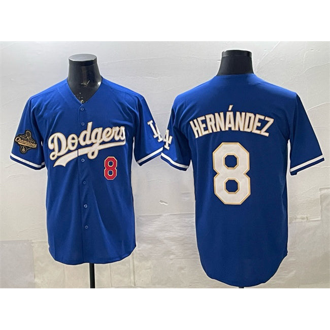 Los Angeles Dodgers #8 Enrique Hernandez Royal MIKSHPS 2025 World Series Champions Patch Limited Stitched Jersey