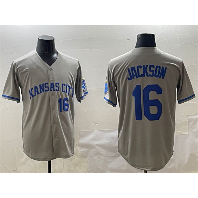 Kansas City Royals #16 Bo Jackson Gray MIKSHPS 2024 Away Limited Stitched Jersey