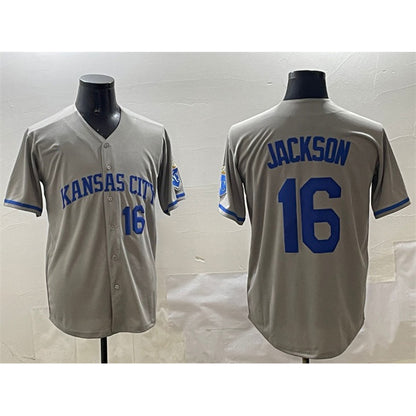 Kansas City Royals #16 Bo Jackson Gray MIKSHPS 2024 Away Limited Stitched Jersey