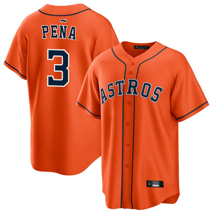 Houston Astros #3 Jeremy Pena Player Orange MIKSHPS Home Game Stitched Jerseys