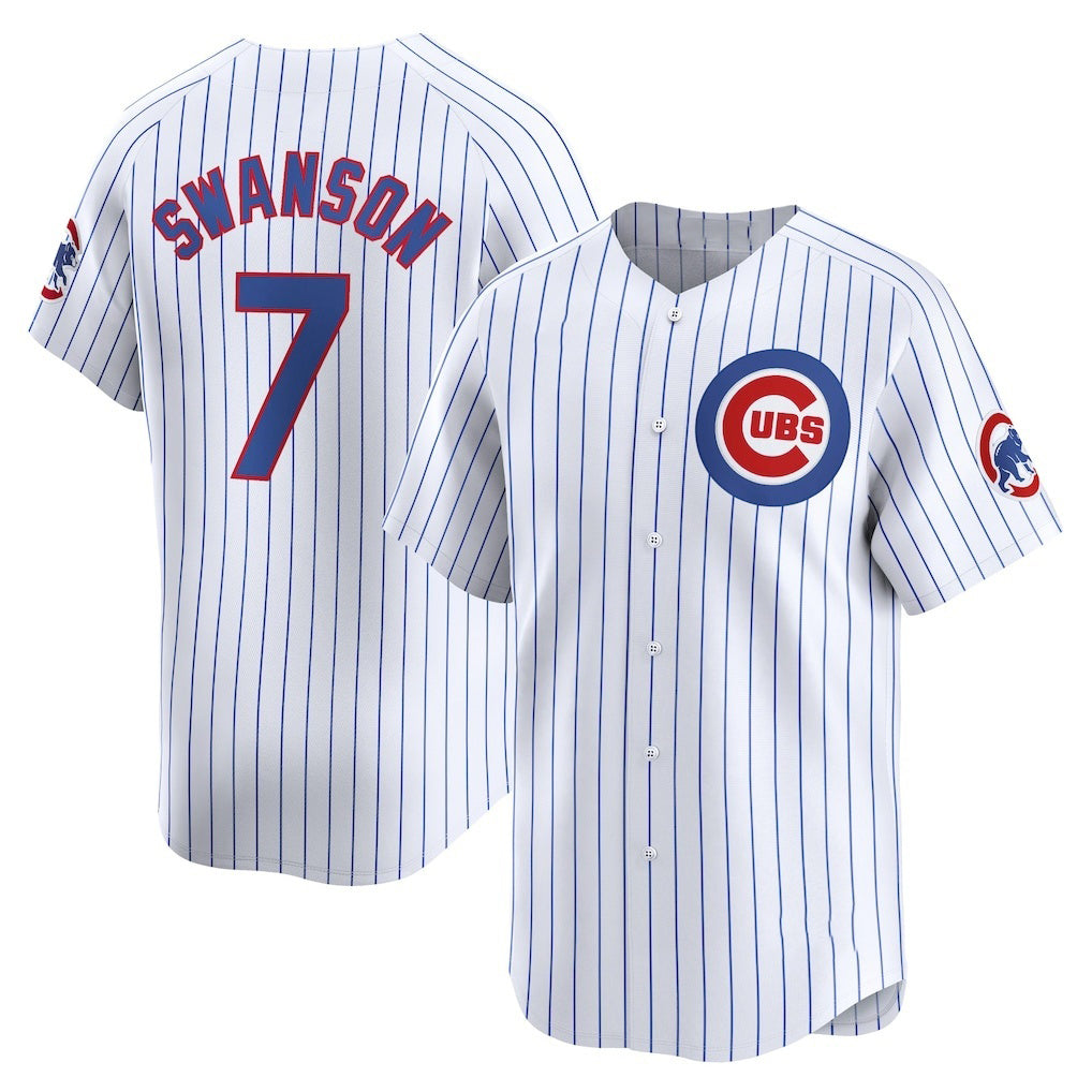 Chicago Cubs #7 Dansby Swanson White MIKSHPS Home Limited Player Jersey
