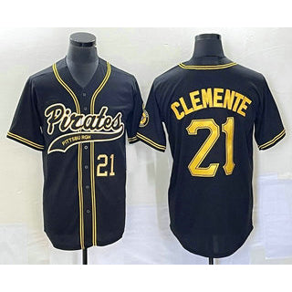 ittsburgh Pirates #21 Roberto Clemente Number Black MIKSHPS Cool Base Stitched Jersey