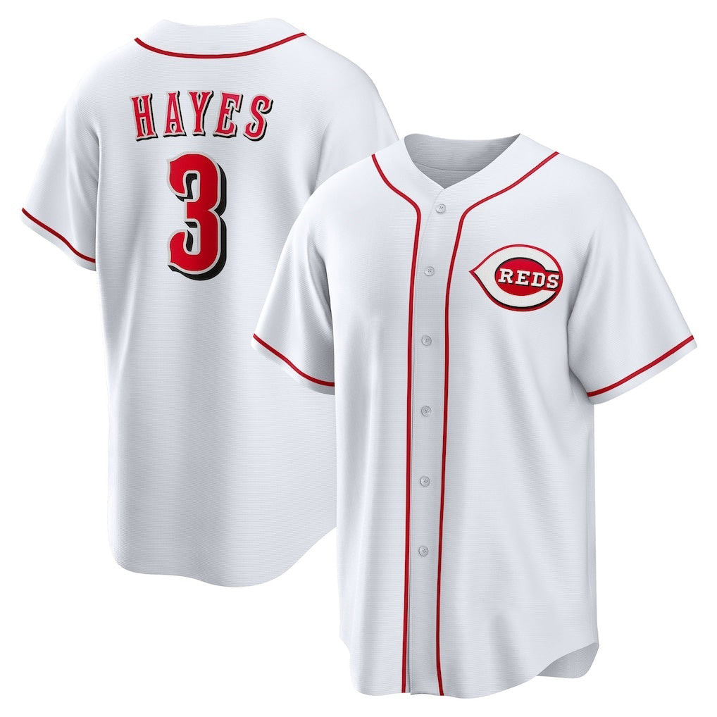 Cincinnati Reds #3 Ke'Bryan Hayes White MIKSHPS Home Replica Jersey