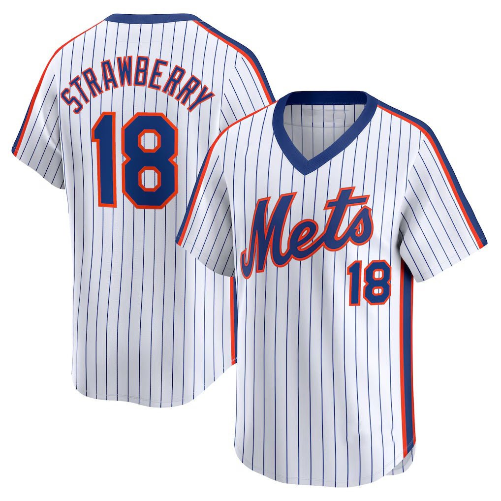 New York Mets #18 Darryl Strawberry Navy MIKSHPS Throwback Cooperstown Limited Jersey