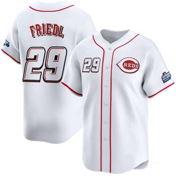 Cincinnati Reds #29 TJ Friedl White MIKSHPS 2025 Speedway Classic Home Limited Stitched Jersey