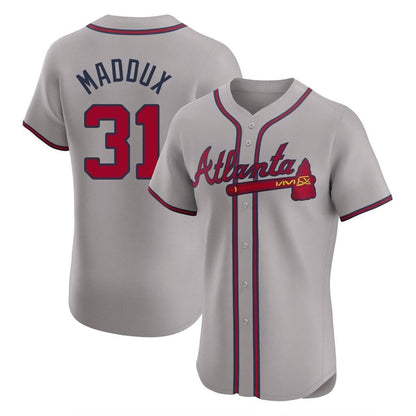 Atlanta Braves #31 Greg Maddux Player Gray MIKSHPS Limited Elite Home Game Stitched Jerseys