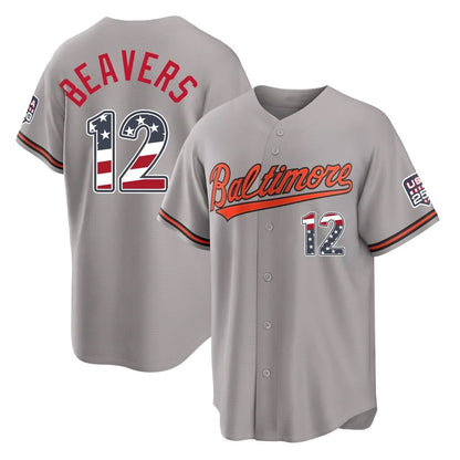 Baltimore Orioles #12 Dylan Beavers Player Gray MIKSHPS USA 250 Fourth of July Home Game Stitched Jerseys