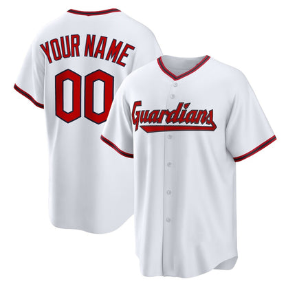 Custom Cleveland Guardians White MIKSHPS Home Replica Jersey