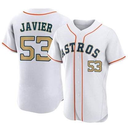 Houston Astros #53 Cristian Javier Player Gold MIKSHPS Collection Limited Elite Home Stitched Jerseys