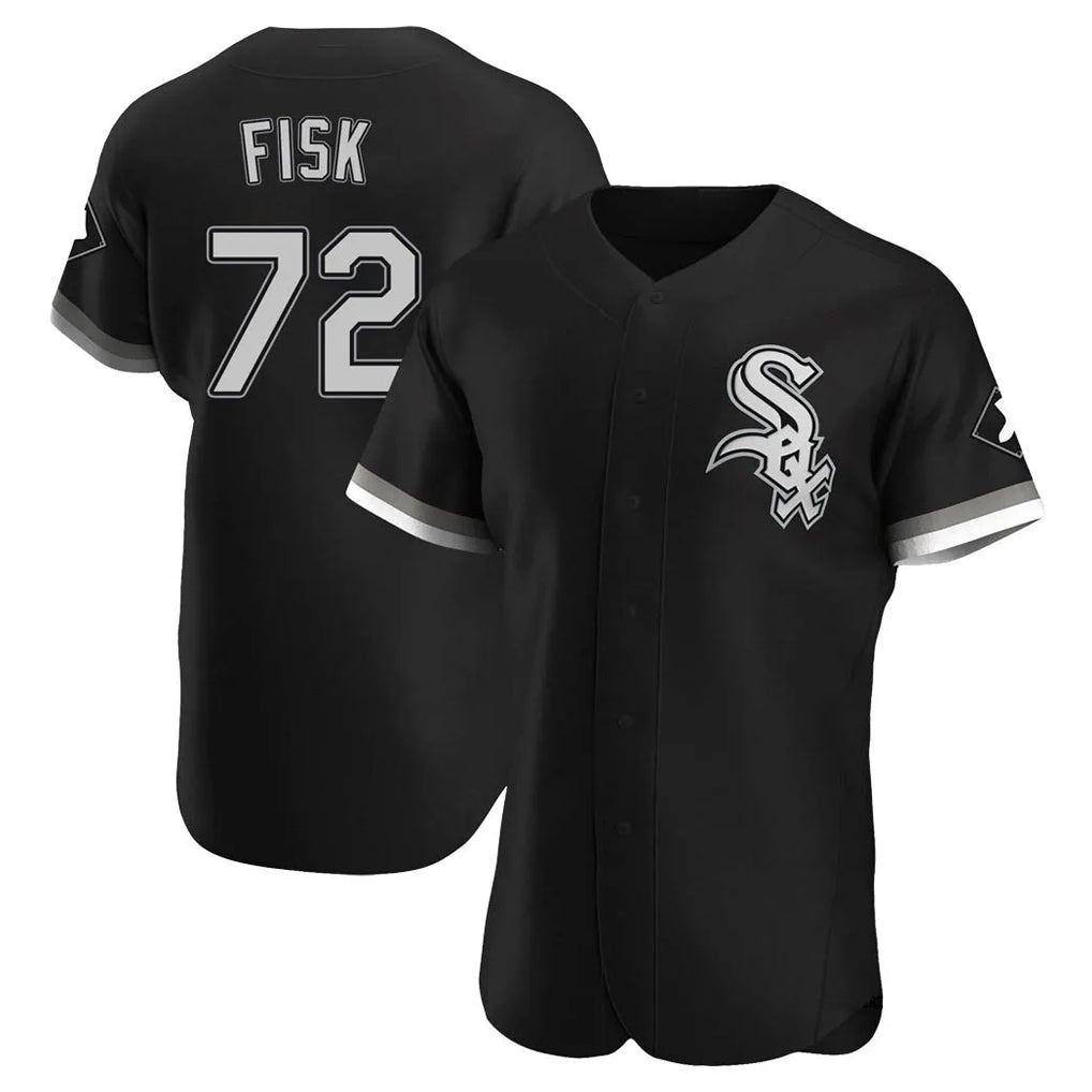 Chicago White Sox #72 Carlton Fisk Player Black MIKSHPS Limited Elite Home Stitched Jerseys