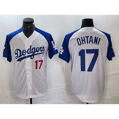 Los Angeles Dodgers #17 Shohei Ohtani Number White Blue MIKSHPS Fashion Stitched Cool Base Limited Jerseys