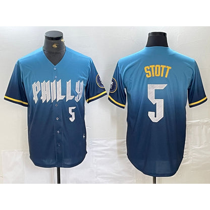 Philadelphia Phillies #5 Bryson Stott Blue MIKSHPS 2024 City Player Number Cool Base Stitched Jersey 2